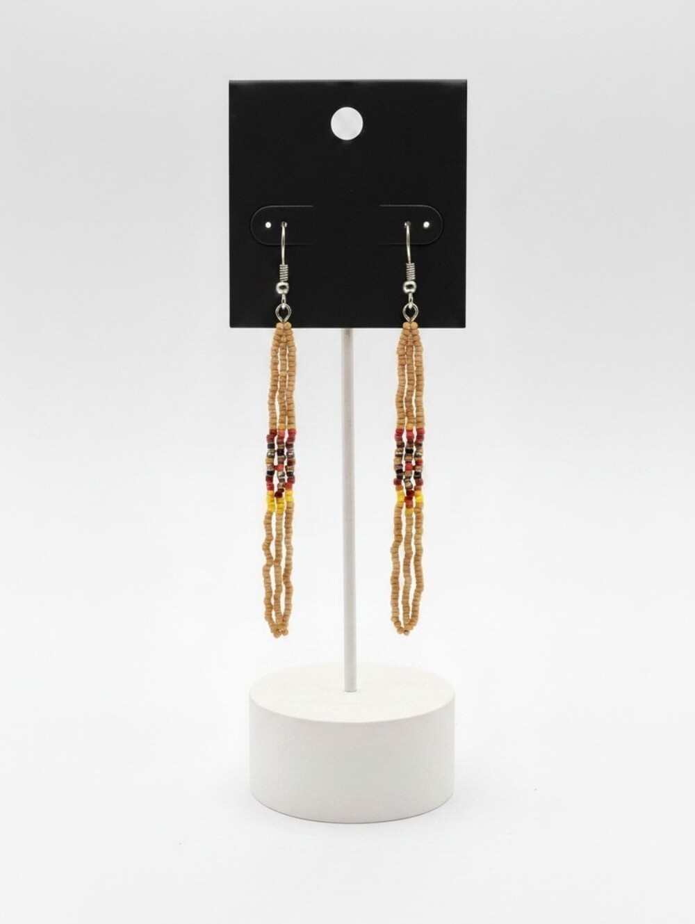 Beaded Tassel Drop Earrings with Red & Gold Accents